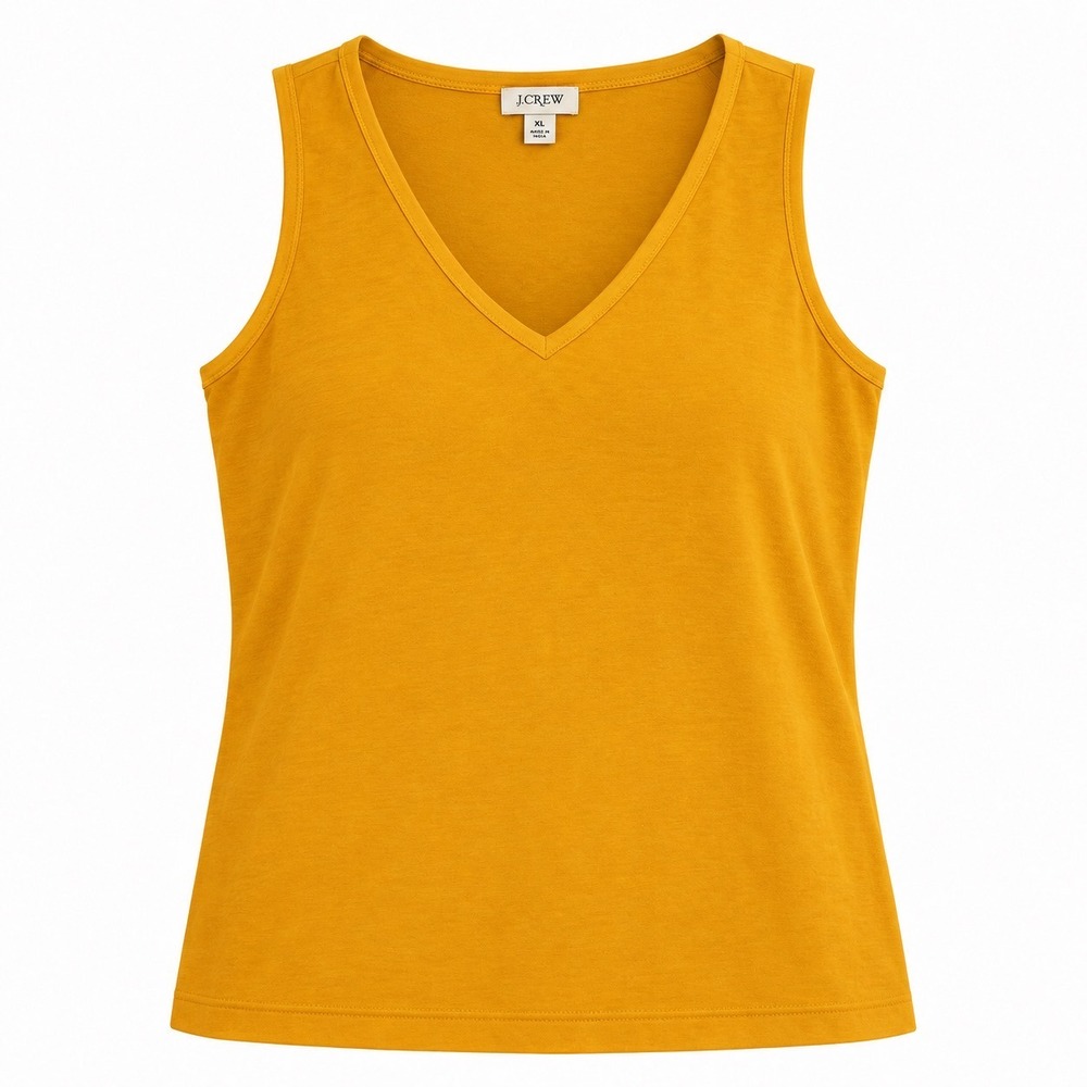 J.Crew Womens XL Yellow Slub Cotton V-Neck Sleeveless Tank Top Tee‎
